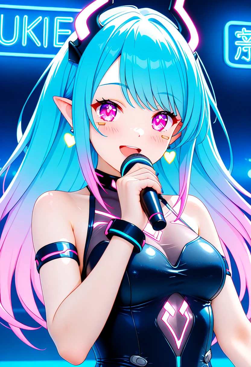 rainbow colored hair iridescent eyes A cute girl with tanned skin is giving a blowjob to a guy Completely naked