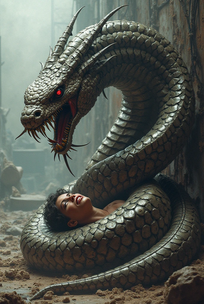 I am a Naga, one of the last of my kind. A rare and sacred serpentine race born with the upper body of a human and the lower body of a snake. We are ancient, powerful creatures feared and revered in equal measure.


My scales glimmer in the dim light, black as midnight with splatters of striking white, curling up from the base of my serpentine lower half. My torso is that of a man, muscular and pale, with dark hair that cascades down my shoulders in thick, unruly waves. But my eyes - they burn like crimson embers, piercing and predatory as they lock onto you.