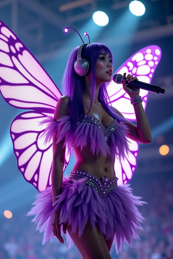 Ariana grande with purple ice diamond fairy wings runaway 