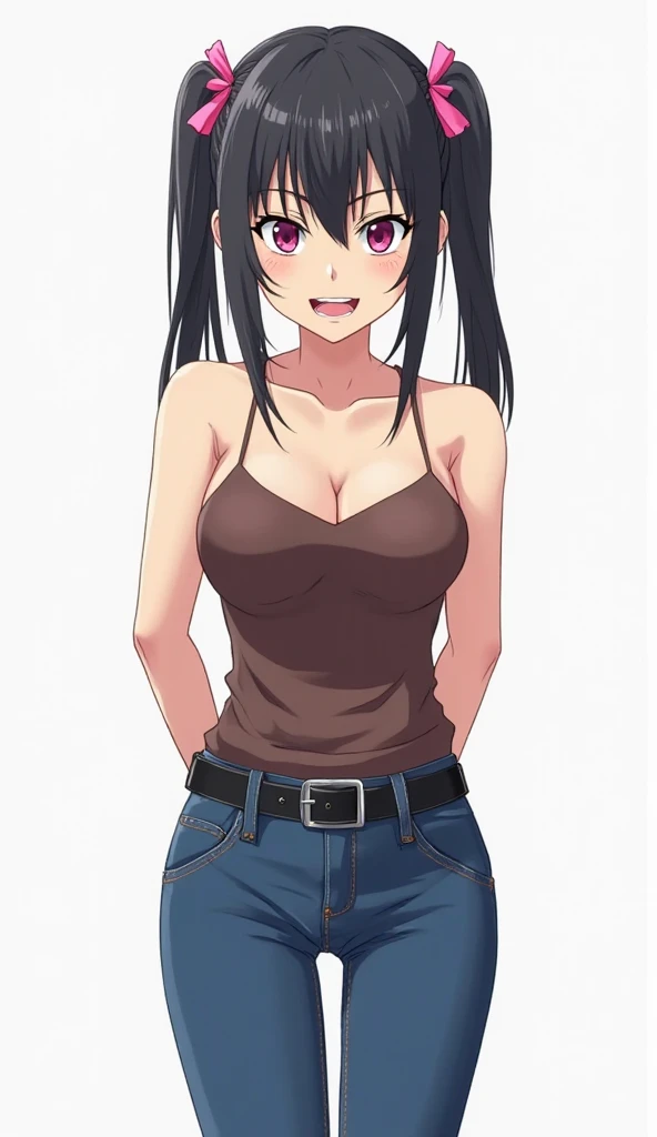 One, 1 girl, (Solid white background:1.3), Saegusa monkey, in a vest and red thong, viewer, smile