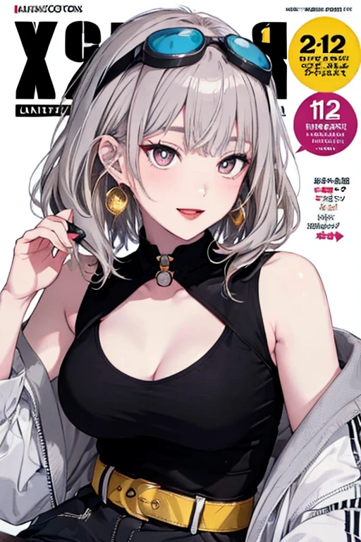 NSFW, (masterpiece:1,2, best quality), (magazine cover), (많은 텍스트가 포함된 다채로운 magazine cover), colorful colorful illustration, manga cover style, attractive, fascinating, Refined, elegant, high fashion, fascinating, elegant, Trend, trend, radiant, head turner, dazzling, elaborate, very cool, dramatic, brave, 20-year-old Japanese mixed-race gravure idol, (Doll-like appearance and slim yet firm body), ((With voluptuous H-cup breasts and rich eyes)), she's a head turner, Her makeup is always perfect, Enhances her natural beauty, (((Photo shoot wearing sexy lingerie,Fits well, Striking neon pink colored micro panties,bra))), (very detailed:1,2),long hair,A lot of gap between the crotch,((stockings)),((((bust)))),((((white hair)))),