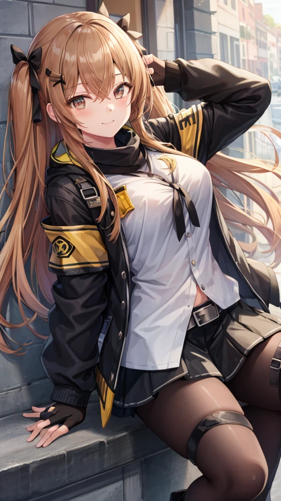 Girl laying on floor in destroyed abandoned apartment. She is tired and sweating. She has some injures and blood on her clothes. Abandoned and destroyed city on background covered with grass. Sunset. Masterpiece, best quality, insane details, 8k, realistic, realism, wallpapers, girl close to camera, portrait. Arms laid on knees, look at viewer, dynamic camera angle, beautiful, accent on face, detailed eyes.