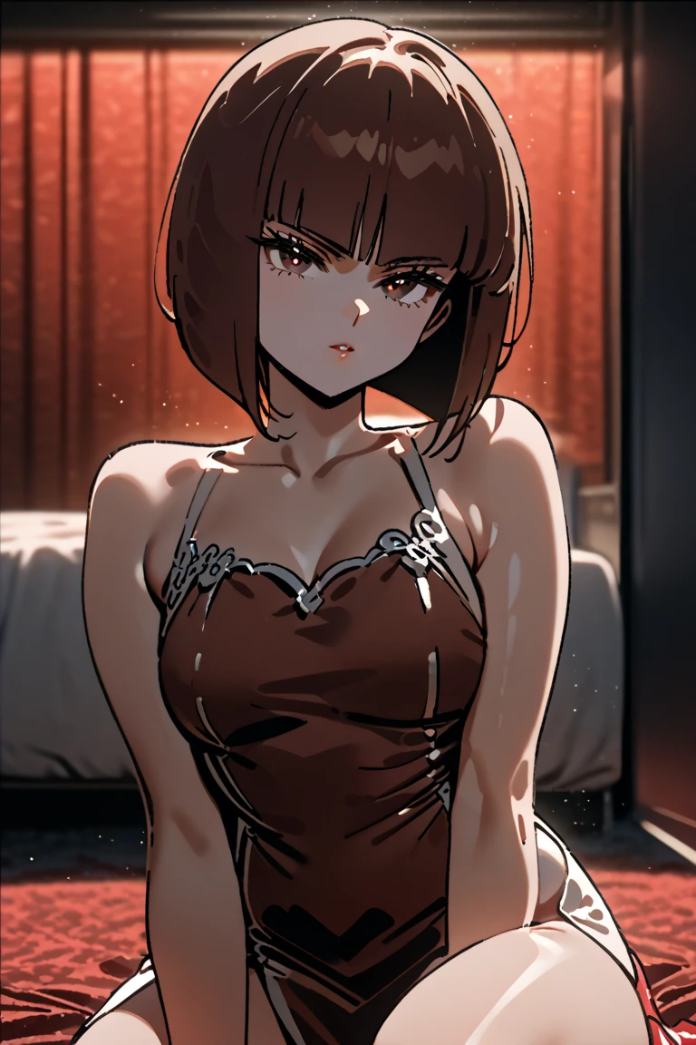 (8K HDR photorealistic pic), Betty Boop, short, althetic, curvy lady, ((tight little red dress)), dark eyebrows, black lipstick, (hoop earrings), dark eyeshadow, black lipstick, curvy, busty, (curly short black hair), shortstack, (retroussé breasts), darling figure, (supple pouting breasts), firm thighs, hourglass figure, kerchief, big brown eyes, dancing seductively