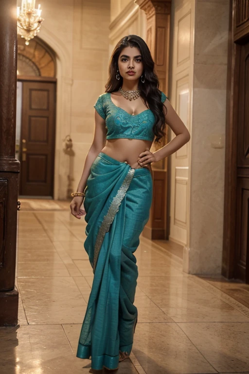 Indian princess in her 30s wearing a sari, my breasts are f cup,You can see my cleavage, Very pretty, stand in front of james pritt, Wearing a black bra. She is prettier than Indian actress Deepika Padukone....... i have a big ass, This is a full body picture......, My body is dark. I have a body of six virtues.
