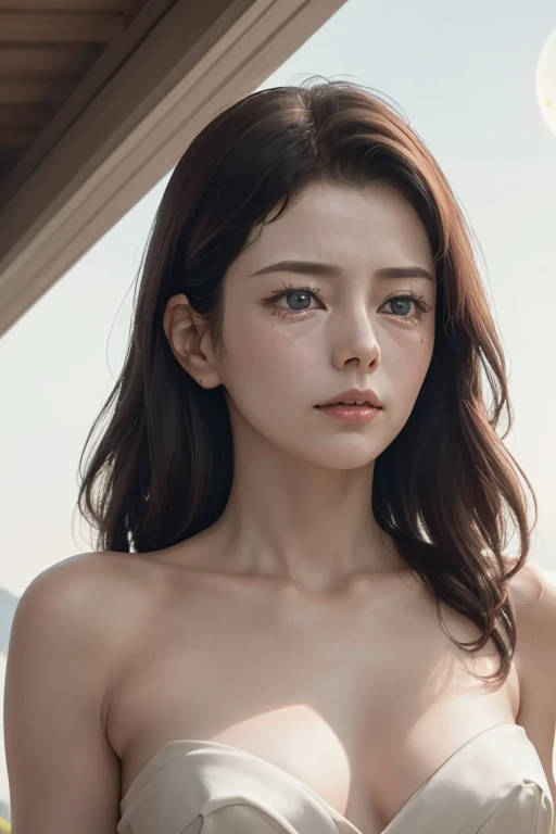 European woman, looks like Marion Cotillard, (((wide hips: 1.5))), 8k, absurd res, ((wide eyes: 1.4)), flawless face, ((chubby)) out of shape, 1girl, average mature body, natural body, ((super wide hips: 1.3)), full body image, 1girls, solo, masterpiece, highly detailed, ((symmetrical eyes)), expressive detailed eyes, pale skin, wide eyed, detailed pupils, realistic skin, some freckles, realistic skin texture, ((small breasts: 1.2)), super detailed skin, smooth background, shy face, analog style, (chin length hair), ((pale wavy hair: 1.5)), dark blue wallpaper, smooth background, shy face, (broad fat hips), topless, no shirt, exposed breasts, legs apart, ((nude)), ((naked)), (beautiful face, thic thighs)