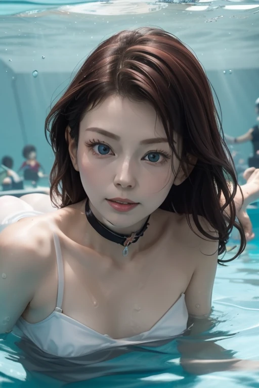 a young beautiful woman in a purple bikini, looking at the camera, by a pool, 30 years old, korean beauty, detailed facial features, (high resolution eyes:1.2), (high resolution face:1.2), (best quality,4k,8k,highres,masterpiece:1.2),ultra-detailed,(realistic,photorealistic,photo-realistic:1.37),HDR,UHD,studio lighting,ultra-fine painting,sharp focus,physically-based rendering,extreme detail description,professional,vivid colors,bokeh
