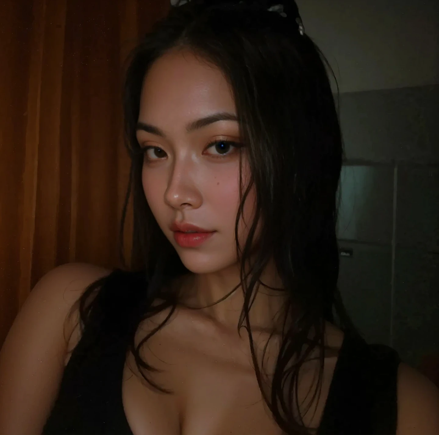 araffed woman in a black bikini posing for a picture, kylie jenner, gorgeous latina face, sexy face, dua lipa, big cheekbones, instagram model, kylie jenner as catwoman, gorgeous woman, flawless face, full lips, thick lips, 18 years old, violet myers, jaw dropping beauty, with very thin lips, most beautiful woman on earth , blackpink jennie , blackpink Lisa , asian famale face , cute girl , Korean famale