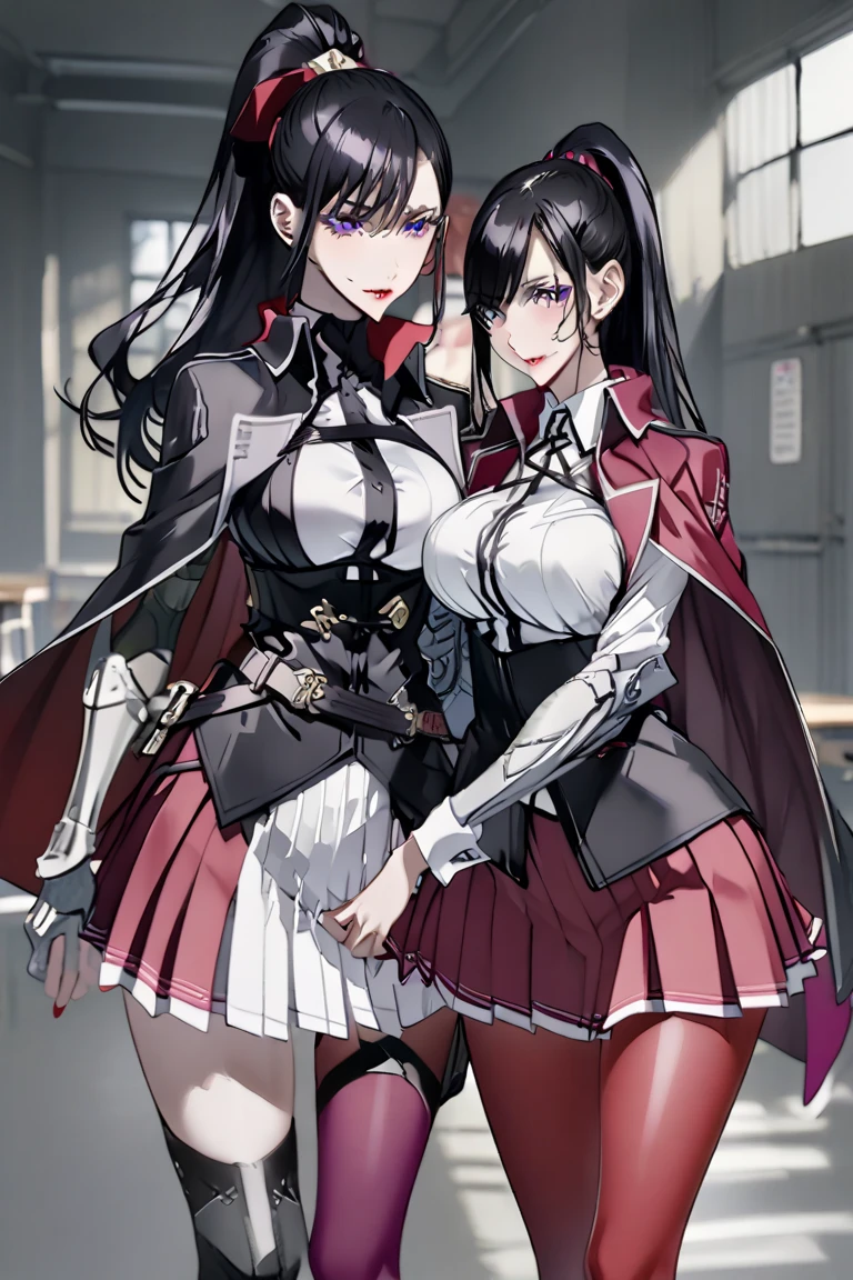 Rory Mercury, Rory Mercury, Black Hair, Blunt bangs, Hime cut, hair ornaments, Red lipstick, Long Hair, Cute Face, compensate, (Small box:1.2), (Red eyes:1.5), break Gothic underwear, Perfect body (Small breasts:1.3), break in full growth, Red Shoes, break Black Stockings, Black Gloves break, Black thighs, Garter Straps, gloves, Gothic, Hair Ribbon, Gothicファッション, puffy Short sleeve, Puffy sleeves, Short sleeve, tights, tights, looks at the viewer, break (masterpiece:1.2), highest quality, High resolution, unity 8k wallpaper, (Illustration:0.8), (Beautiful details in the eyes:1.6), Highly detailed face, Perfect lighting, Highly detailed CGI, (Perfect Arms, Perfect Anatomy), (white background:1.5), I have nothing in my hands, 1girl