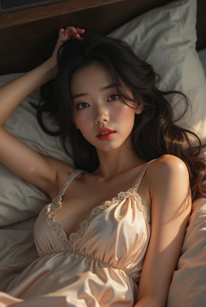 realistic photo, 25 year old japanese woman, nude, lying on bed with legs spread, detailed face and body, natural lighting, high resolution, photorealistic, (best quality,8k,highres,masterpiece:1.2),ultra-detailed,(realistic,photorealistic,photo-realistic:1.37),realistic skin texture,detailed eyes and lips,beautiful detailed face,long eyelashes,smooth skin,natural body shape