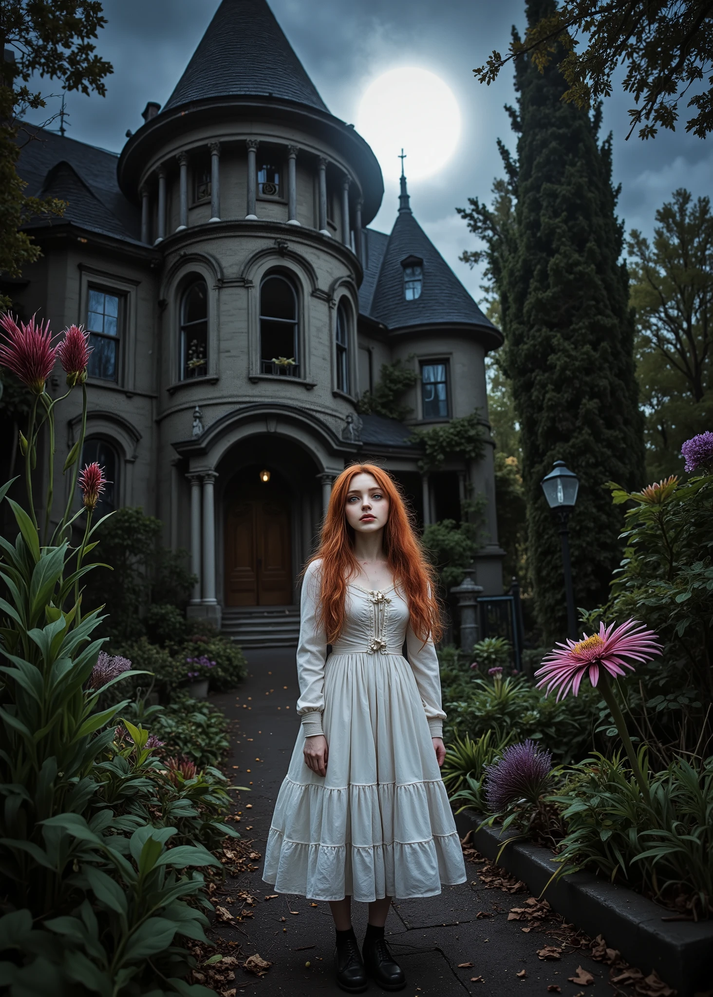 Supervised By Tim Burton、Nightmare Before Christmas Sally、Sewn Clothes、In Front Of A Decaying Mansion、In A Garden With Plants、Moonlit Night