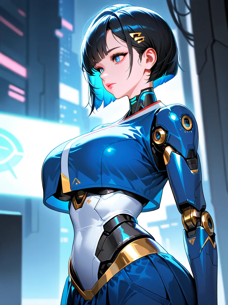 Robot woman reimagined,
Very attractive,
completely robot,
Full chest,
big ,
superb figure