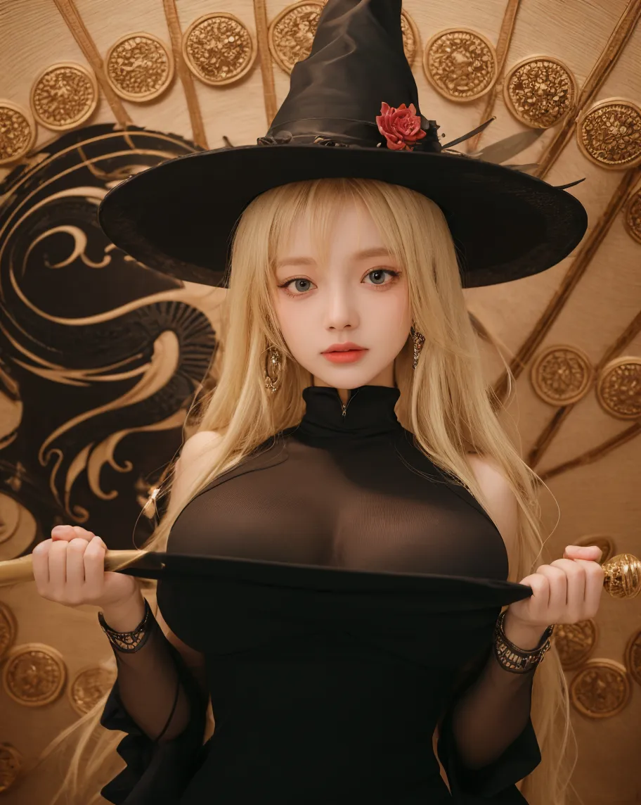 (Halloween theme:1.5), (fantasy:1.5), upper body portrait of a tall very busty beautiful women wearing skin tight full lacy ultra detailed embroidery witch costume, (fusion of black witch dress and Dirndl:1.2), BREAK, (orange latex bikini:1.3), (purple skirt:1.3), BREAK, ((;D1.3, evil smile:1.2)), perfect face,perfect eyes,HD details,high details,sharp focus,studio photo,HD makeup,shimmery makeup,celebrity makeup,(( centered image)) (HD render)Studio portrait,magic, magical, fantasy,(huge breast)(large breast), halloween house, jack-o' challenge, pink hair, halloween background, bright pumpkin, arms down,