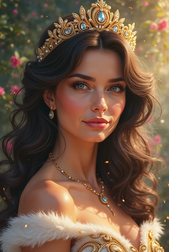 young Sophia Loren,pencil sketch,beautiful detailed eyes,beautiful detailed lips,extremely detailed eyes and face,long eyelashes,smoky eyes,rosy cheeks,flowing dark hair with curls,pearl necklace and earrings,floaty floral dress,vintage garden,soft sunlight shining through the trees,romantic atmosphere