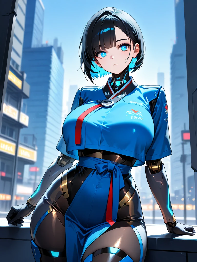 best quality，T Masterpiece，ultimate resolution，fluff，very colorful，colorful，female combatant，（kneeling pose）（pointing at you with his butt）mature woman，Black Super Short Hair，tight combat uniform，tight suit，Steel City Background，night，normal posture，normal posture