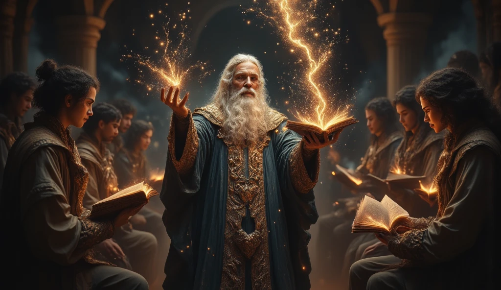 Create a fictional wisdom god of knowledge and magic