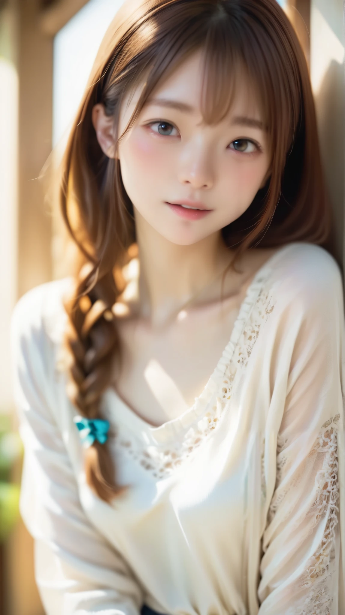 top quality、masterpiece、white shirt、 Hair、smiles:1.1