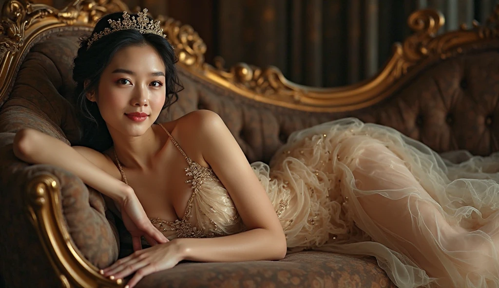 (girl:1.3), princess, long hair, (extremely detailed beautiful face), (Beautiful girl in a princess dress:1.5), (lace dress:1.4), Amazing face and eyes, (The sexiest look), (Best Quality:1.4), (hyper quality), (Ultra-detailed), (extremely detailed CG unified 8k wallpaper), Highly detailed, RAW Photos, Professional Photography, sitting, (A luxurious living room with paintings of girls sex on the walls:1.6), (golden chairs, golden ornaments, dazzling brilliance:1.2), luxurious, gorgeous, secret, sexy shot, Magnificent, great, transcendental scale, Feeling of freedom, exposing, famous sexy movie scenes,((fullnude)),(Spread legs:1.3),sexy,(((arms wide open))),