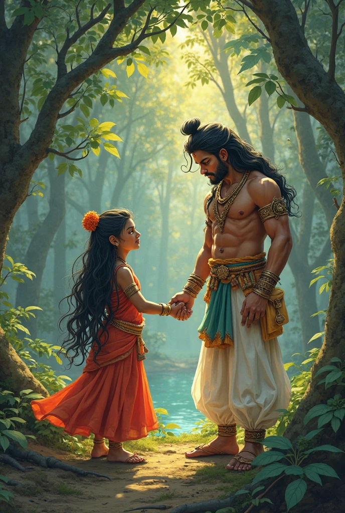 One girl with god hanuman
