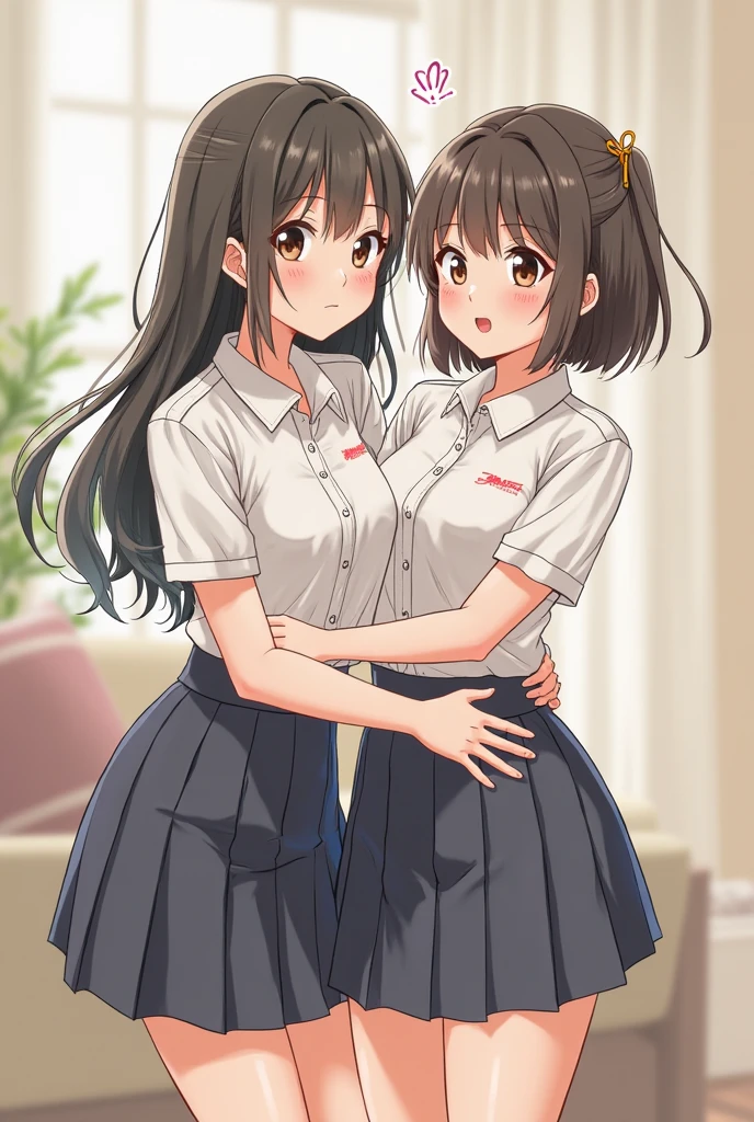Blushing、High school girl with stomach ache