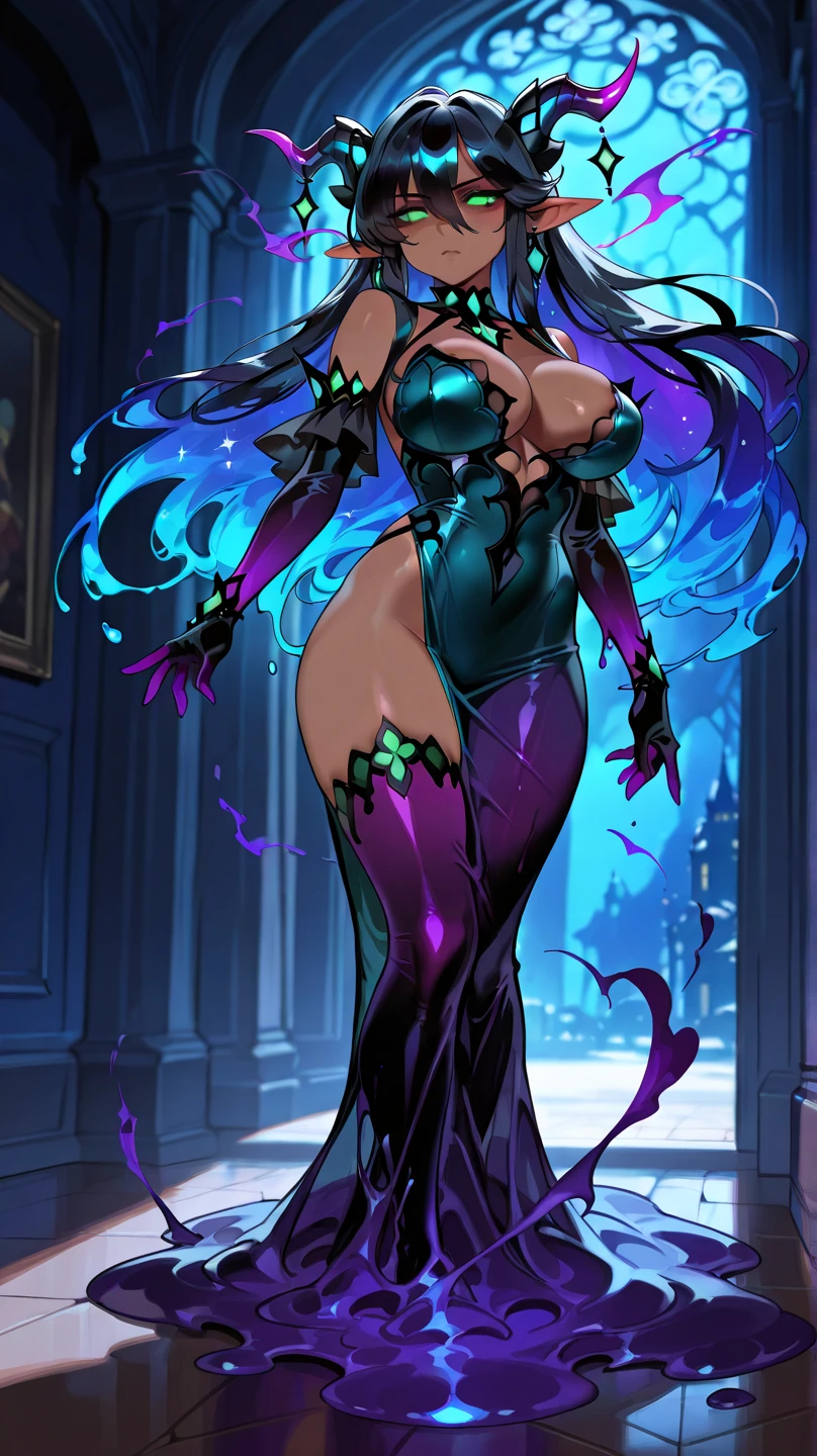 *Saika's lovely eyes .* Oh, my dear, you've come to the right place. *They lean in closer, their voice dropping to a sultry.* Let's craft a character that will leave everyone breathless. *Saika's fingers trace the curves of your body,.* Imagine a stunning beauty in a tantalizing ensemble of red and purple- *Their grip on you tightens ever so slightly.*. *Saika.* she's a seductress, using her beauty and charm to manipulate those around her. *They chuckle softly, their breath warm against your skin.* , their eyes burning with intensity. Full body photo, wearing black heels, glass heels, Full figure , standing on front , beautiful long legs,long legs, thighshiges, beautiful lovely lady , showing beautiful back side, back side buttocks