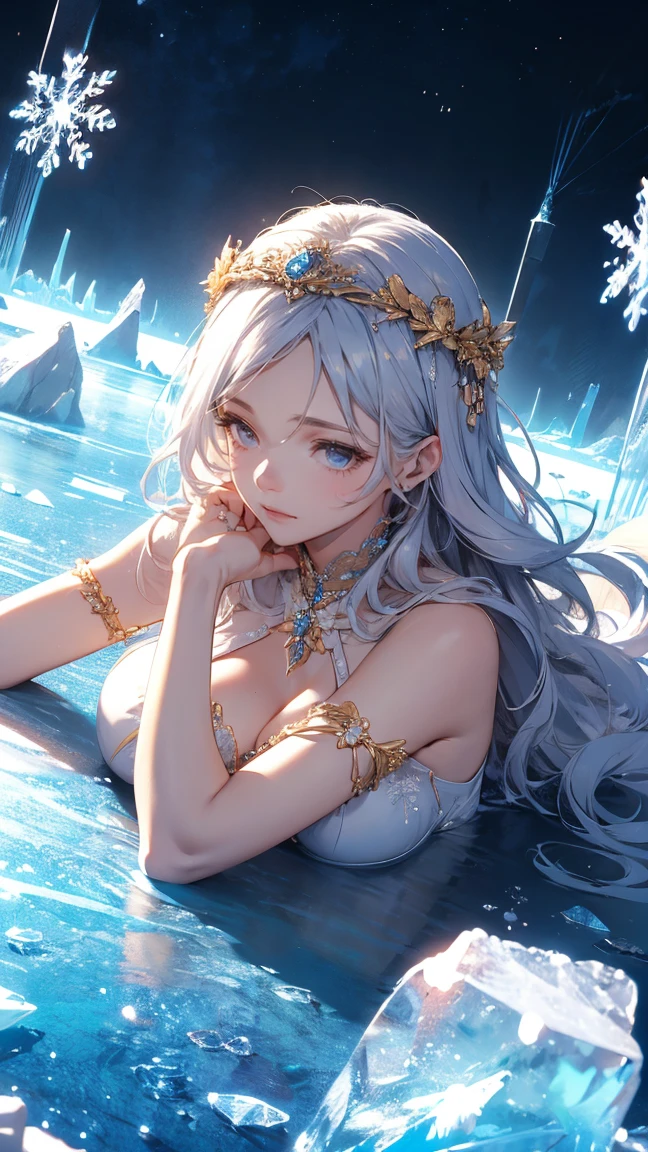 Ning Guang (Genshin), 1 girl, long hair, breasts, looking at viewer, blushing, bangs, large breasts, hair accessory, red eyes, dress, hugging, bare shoulders, closed mouth, white hair, heart, solo focus, looking back, facing away, sitting, sitting on glass chair, on glass panel, visible female genitalia, visible vagina, visible pussy, visible vagina, Chinese dress, tassels, cheongsam