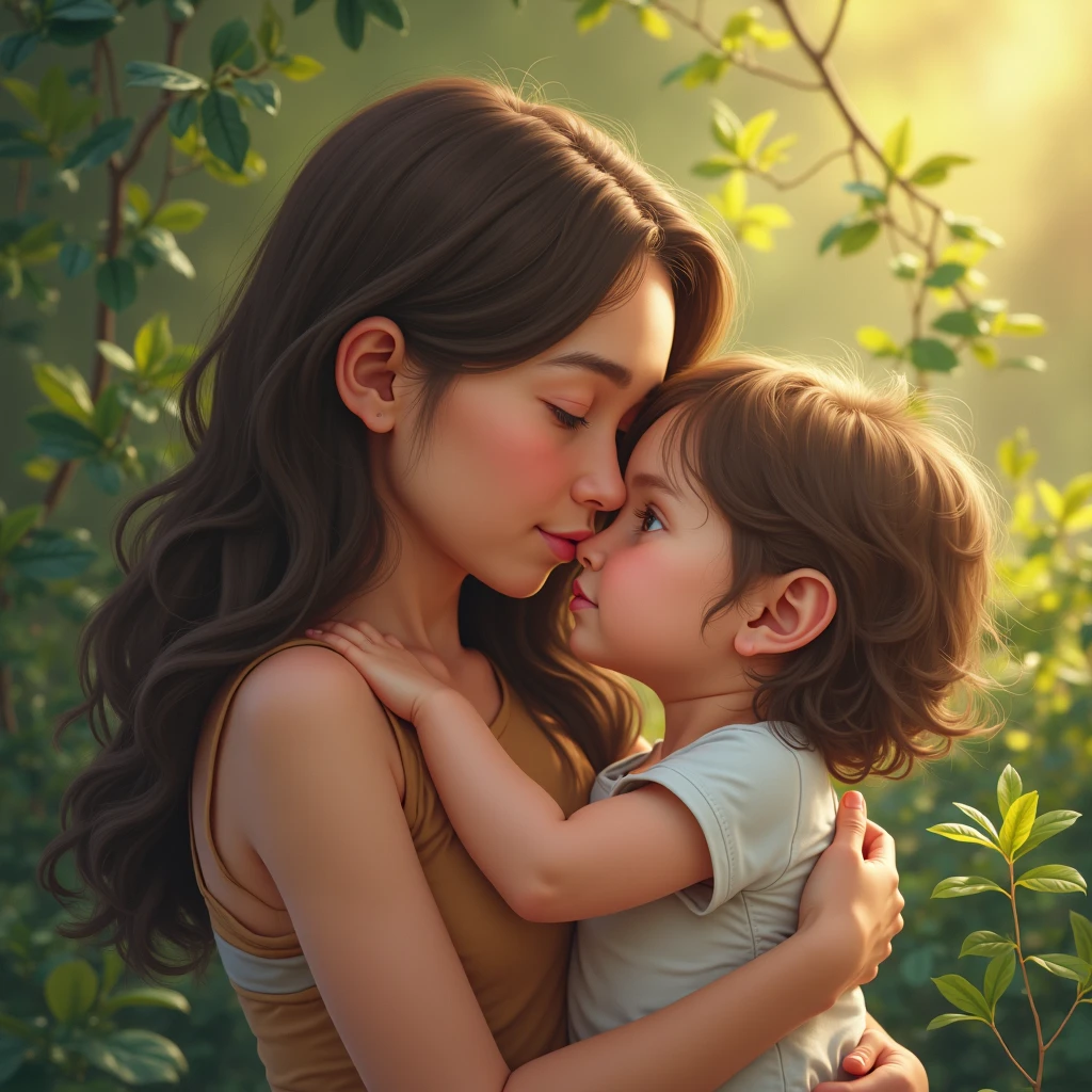 One mother with his son