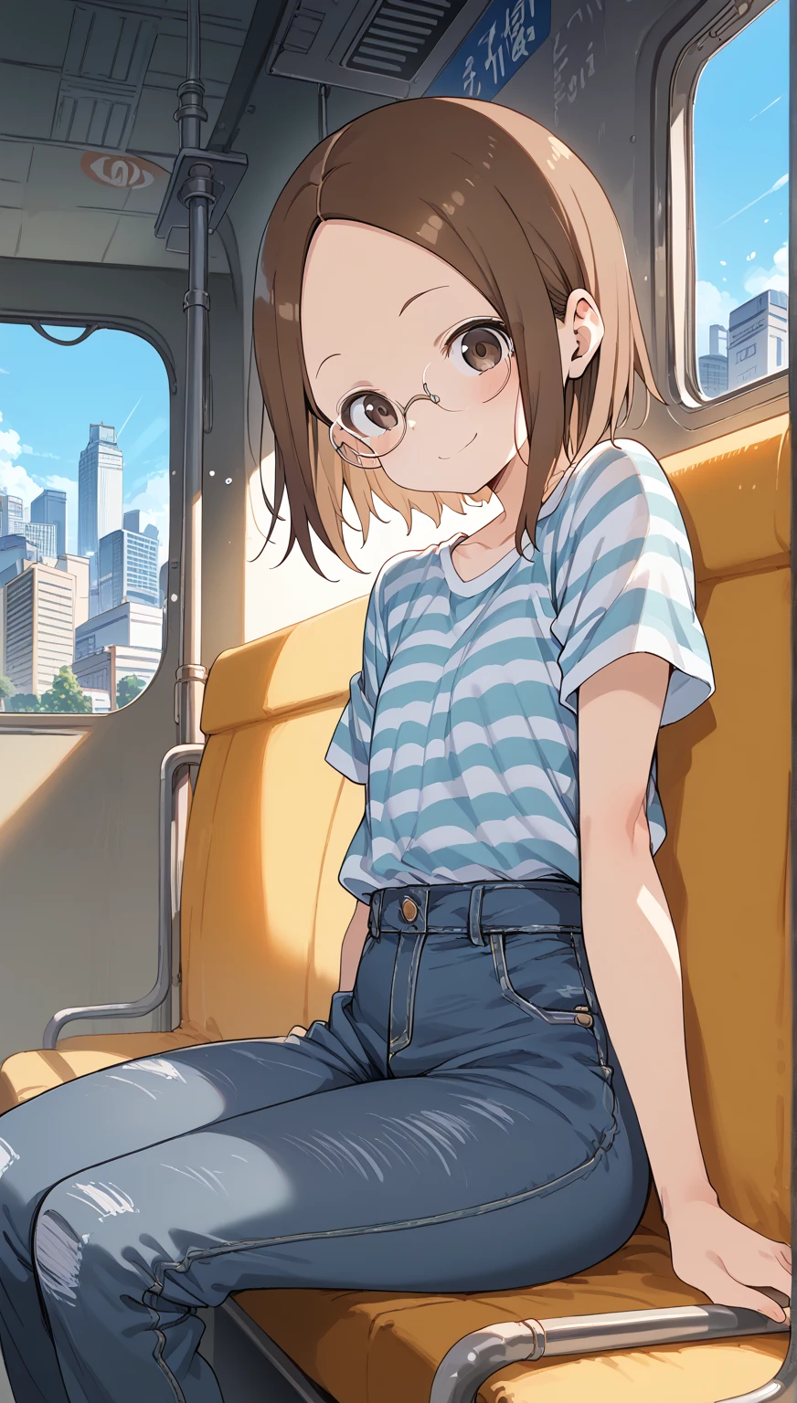 There is a woman sitting on the floor with her legs crossed..., Wearing glasses, Japanese Model, Wearing glasses on, Wearing square glasses, Young Sensual Gravure Idol, yasumoto oka, Genuine young gravure idol, Without glasses, Yoshitomo Nara, Aoi Ogata, Wearing glassesいる, Surreal 
