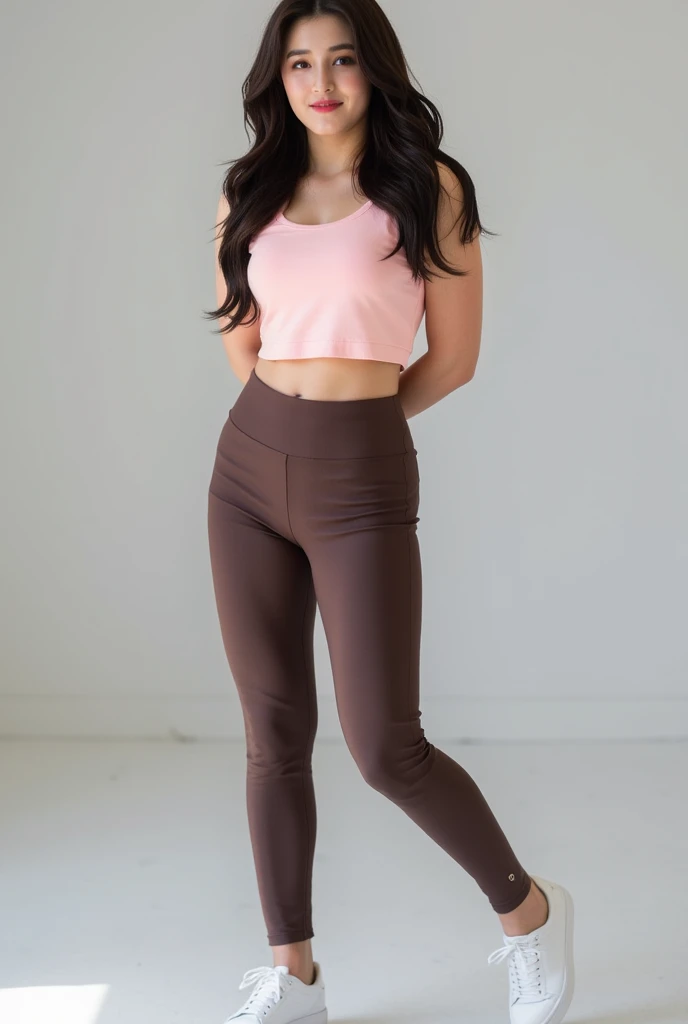 Cute girl with camel toe in leggings