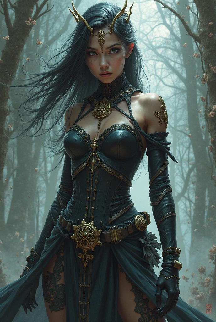 It produces women's works that combine fantasy elements with a dark and mad world view based on dark brown with the highest quality. She has an eerie and charming figure, dressed in a full-body dark brown fashion style. The background is a fantastic fantasy world, where strange creatures and magical plants are present. Her figure is mysterious, with a brilliant blend of dark vibes and fantasy essence.
This work is produced in the highest quality and the details are vividly depicted. The details of the dark brown costume and the fantasy elements of her face, expressions, and backgrounds are meticulously reproduced, further enhancing the sense of realism and aesthetic appeal. The effects of light and shadow are skillfully presented, and dark brown tones stand out. The overall atmosphere is mysterious and enchanting, yet it has its own artistic touch.
This dark and mad world with fantasy elements in the highest quality works will evoke visual stimulation and aesthetics, giving the viewer interest and mysterious charm. Her eerie and charming figure and dark brown world are vividly expressed in the highest quality and captivate the viewer.