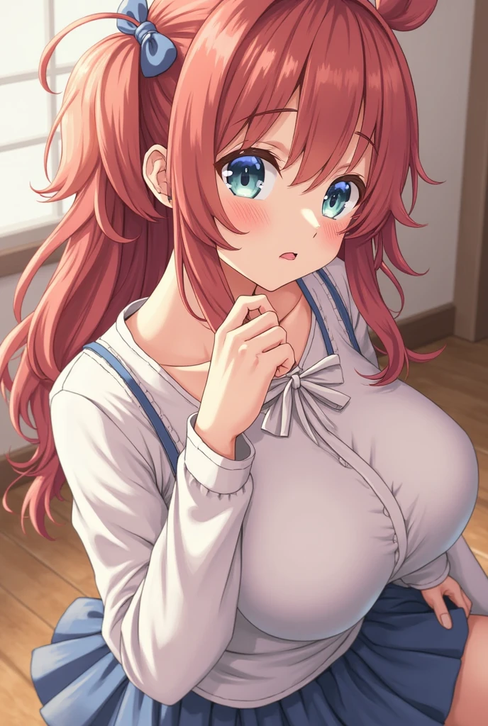 ((masterpiece)), ((best quality)), (ultra-detailed), anime style, on the bed, a cute girl, 1girl, solo, ((beautiful eyes)), smile, kimono, japanese cloth, ((open chest)), ((cute nipples)), small breast