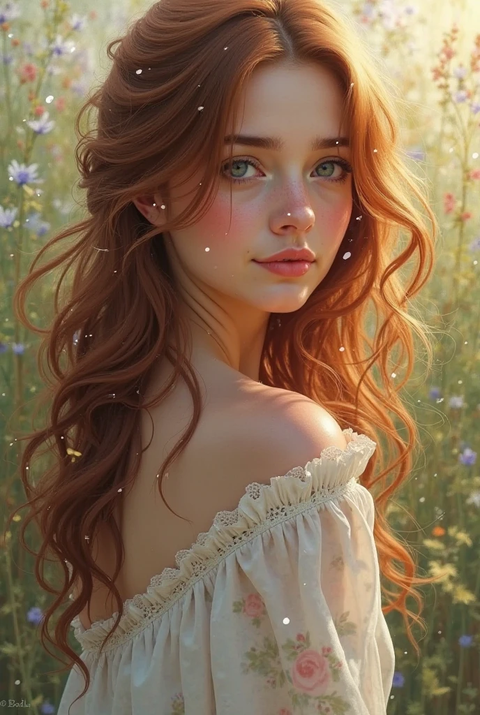 （best qualtiy，tmasterpiece，art  stations，Fantasyart：1.2），A beautiful and lovely French girl，petite，（Long, messy ginger hair：1.1），（pink short，1.2），In the garden，realisticlying，Detailed face