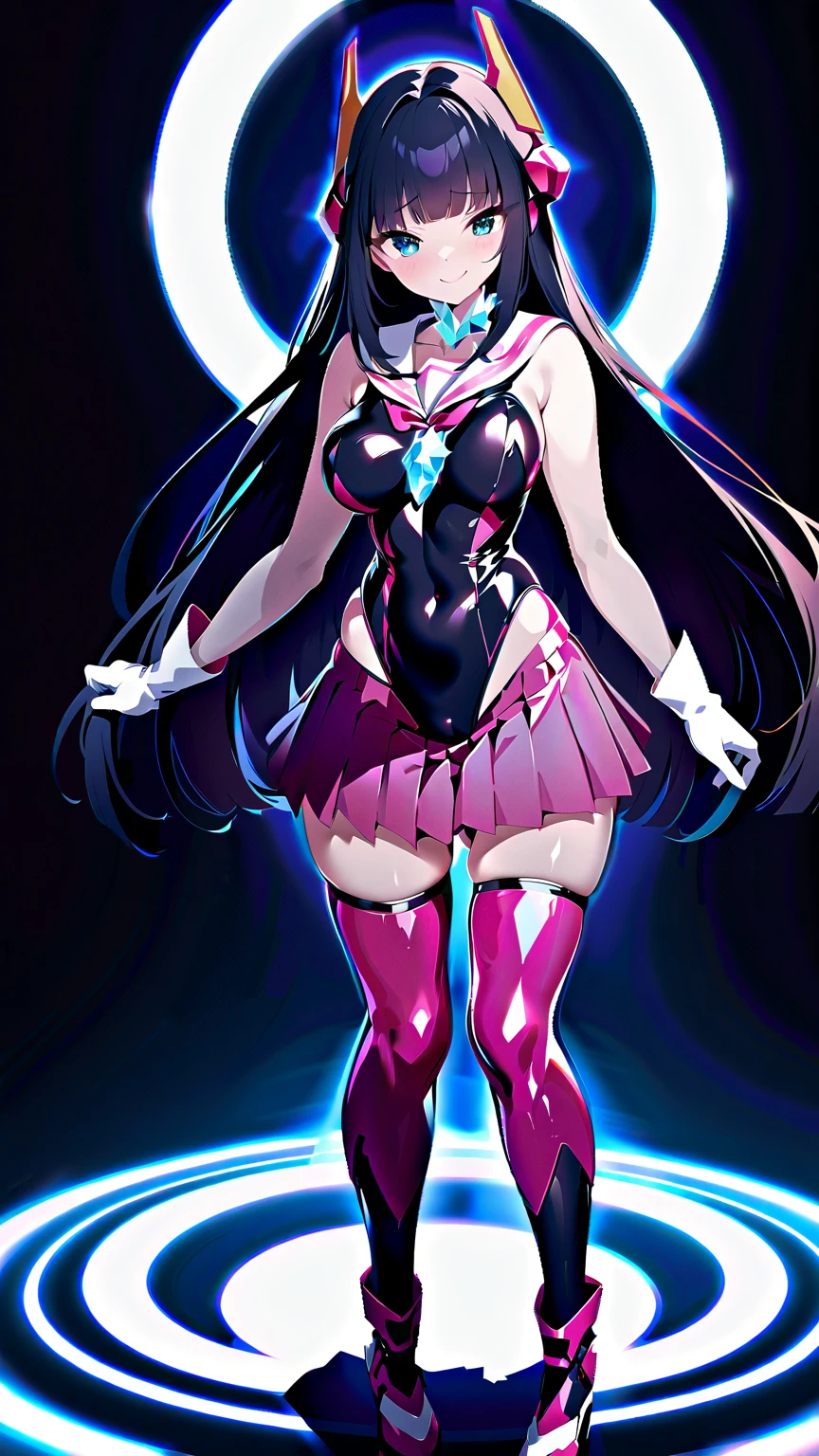 (best quality, masterpiece), colored, 1girl, cloudy sky, (cartoon: 1.5), sexy, big breast, a mythologic entity behind her, persona 5 style, shin megami tensei style, city background