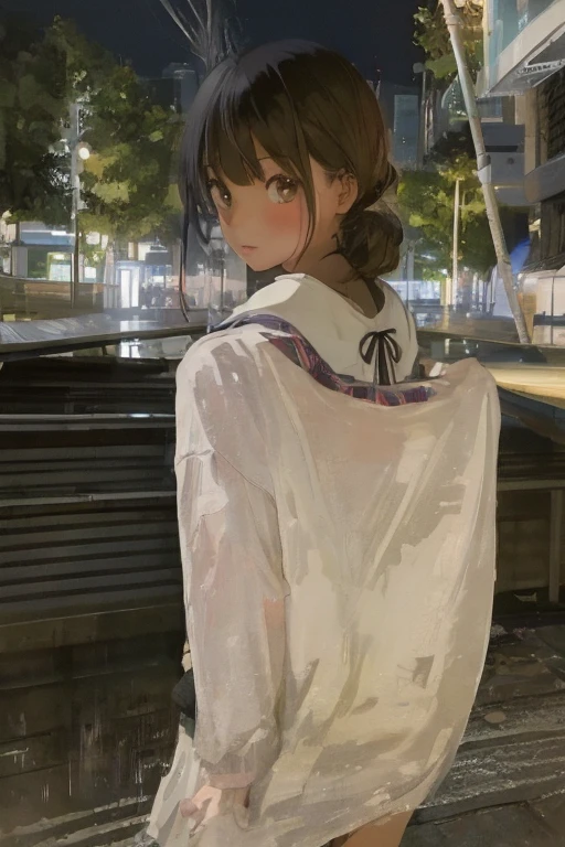 (masterpiece,highest quality,超A high resolution),japanese woman, (((Very beautiful 25 year old girl))), pretty girl、look at the photographer、 ((beautiful low ponytail)), super cute face, glossy lips, double eyelids in both eyes,natural smile、 natural makeup, long eyelashes, shiny smooth hair、center image, perfect limbs, perfect anatomy,(((Tight Skirt)))、(((look back)),wet with sweat,sit