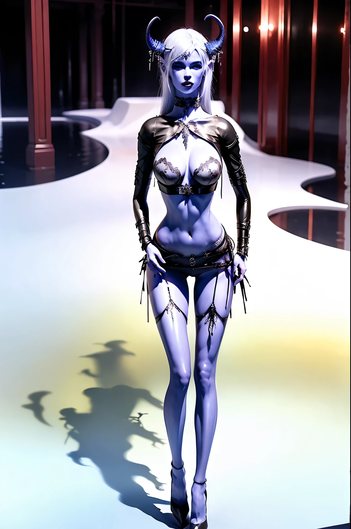 (((liara, asari))), woman with blue skin, provocative pose, evocative pose, revealing clothes, sexy smile, huge breast, full body, vampire city, outdoors, hyper realistic, highly detailed face, film grain, (wide shot:1.25), HDR, high resolution, high detailed skin texture, 8k, absurdres, the most beautiful artwork in the world, high detail, sharp focus, small necklace, unreal engine 5, quality render, beautiful and detailed lighting, intricate high detail, dramatic, skin pores, outdoor lighting, shadows, vivid bright colours, by Jeremy Lipking and greg rutkowskim, <lora:liaraTsoni_v10:0.8>