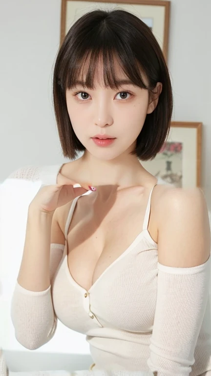 zydG, 1girl, delicate skin, side face to camera, brown eyes, (short hair: 1.2), (medium breasts: 1.0), (halo: 0.8)
Portrait, (Cafe: 1.5), (Bright Smile: 1.4), Facial Focus, (Suit, Shirt: 1.4),
(Realistic:1.4), (Best Quality:1.0), (Ultra Resolution:1.0), 8K, RAW Photo, (Masterpiece:0.2),
(pureerosface_v1:0.5),