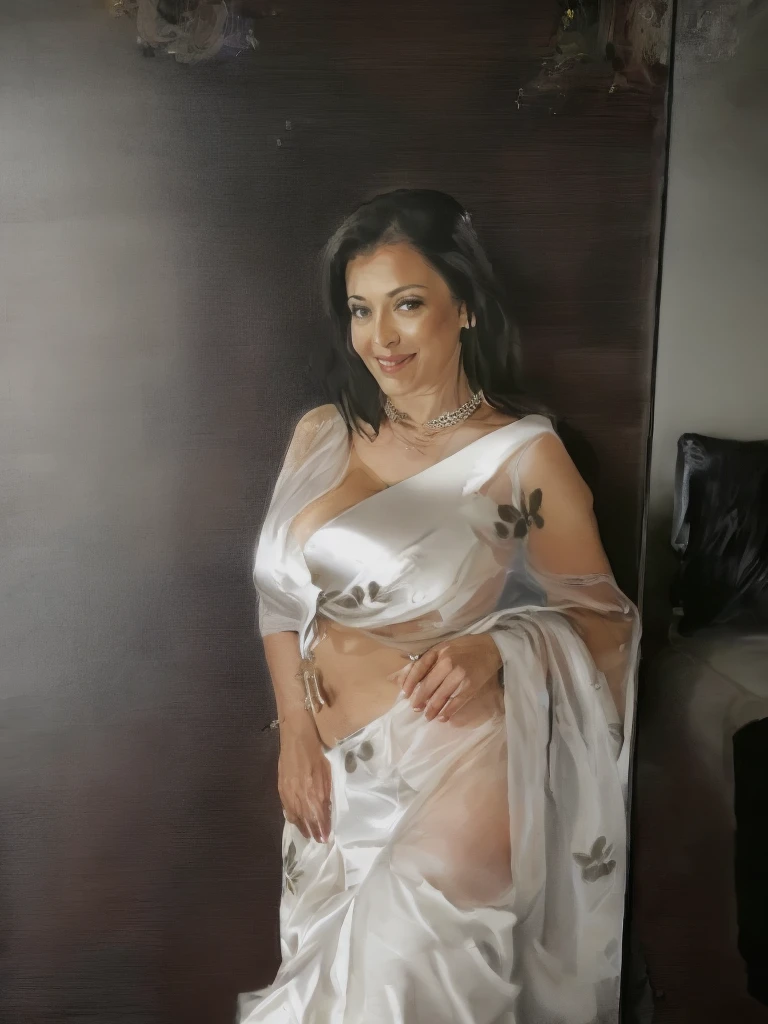 nsfw, desi milf in bathing robe in bedroom, sexy seductive