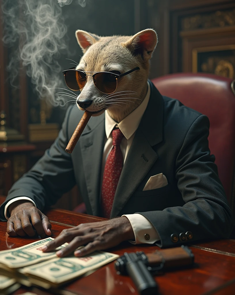 A hamster, wearing a suit, wearing sunglasses, gambling, in a drinking , neon lights , high quality, high detail, 8k