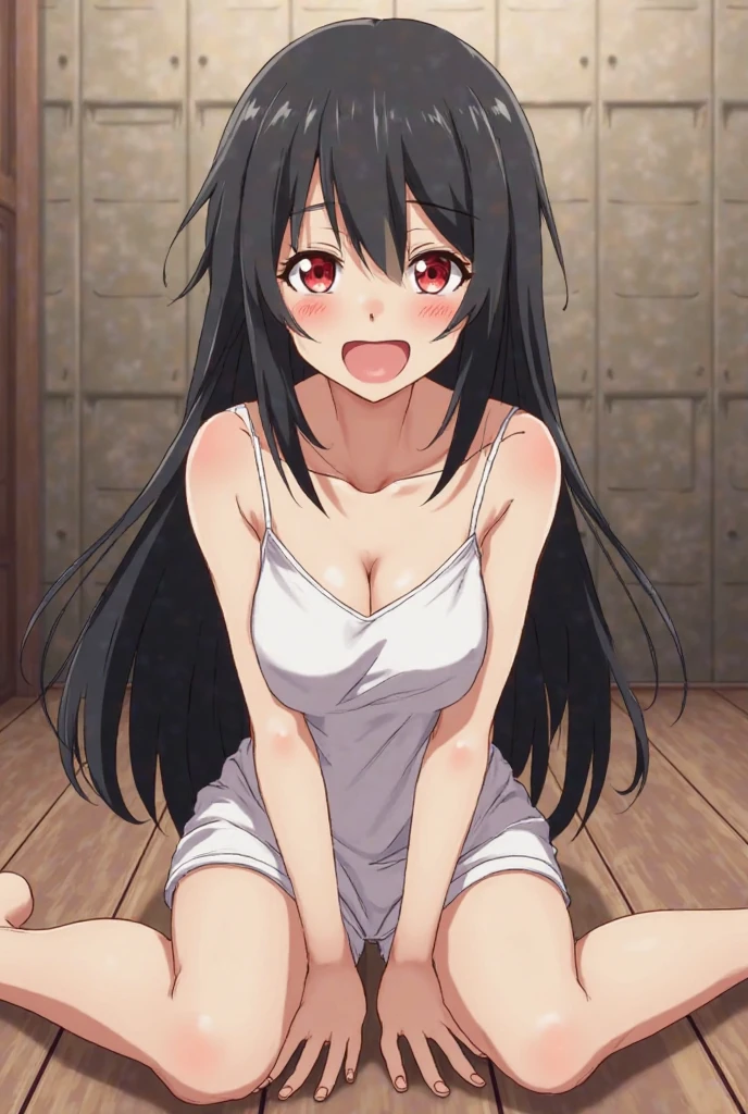 masterpiece, best quality,ultra detailed ,Akame,black hair , long hair ,red eyes,blushing,aroused,open mouth ,(((nude))),1girl, doggystyle, standing, sex,1boy, sex from behind,side view,background hotel ,bedroom,windows