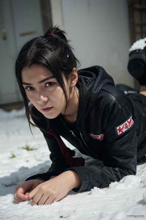 woman,pelt coats,prengant,Squat,at winter season
