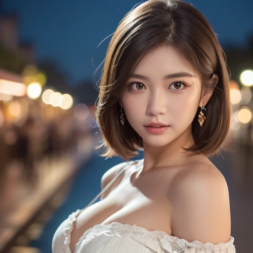 soft light,big,young girl,Asian,realistic face,slender body,realistic skin,confused,masterpiece,(cute:1.8), blush,cinema light,jewelry,Earrings Hesium Hair:1.1)), ((floating hair)),whole body, open lips, upper teeth, (smiling eyes:0.6), written boundary depth, blurred background, focus of the eye, 85mm lens, f/1.4,professional lighting, portrait,photon mapping,radio city,Physically based rendering,Transparent white apron.,big breasts,My chest is rubbed by a man、Close your eyes and feel