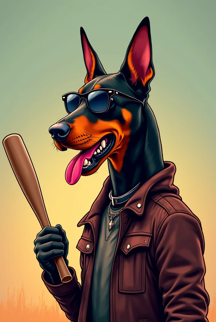 Doberman dog smoking a cigar