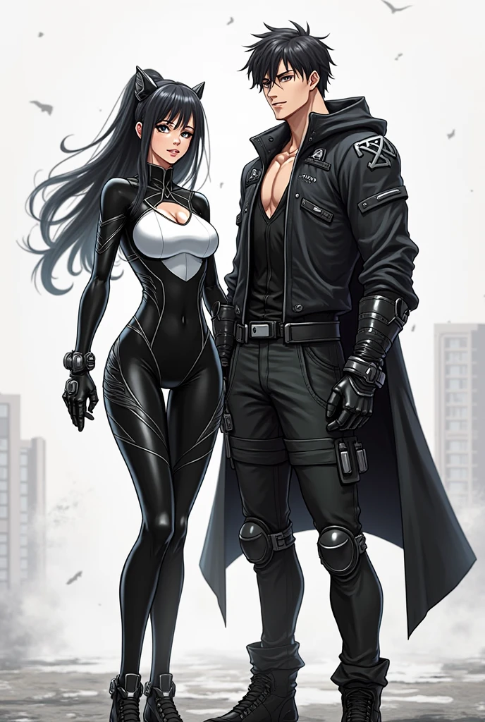 Make a man with short wavy black hair. He will wear black leather clothes with silver details.. He should look like the character Viego from League of Legends. he should be in a futuristic setting