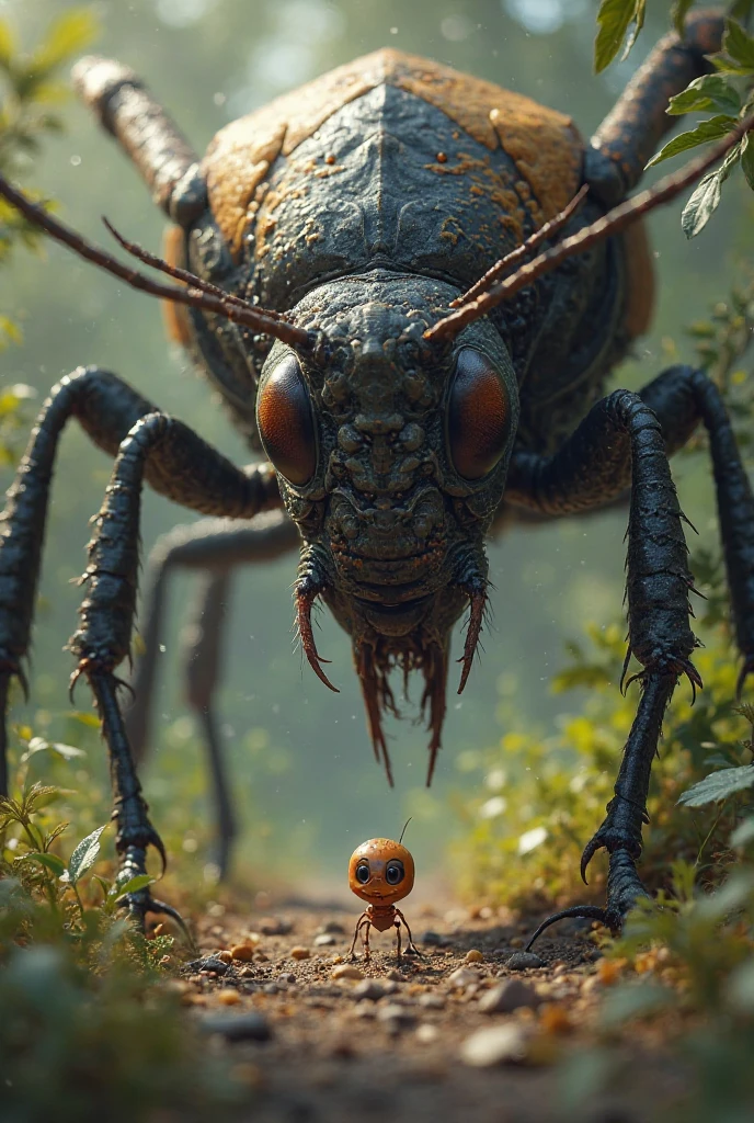 raise a child in the forest the size of an ant, 8k, cinematic, photorealism, hyperrealistic --auto --s2