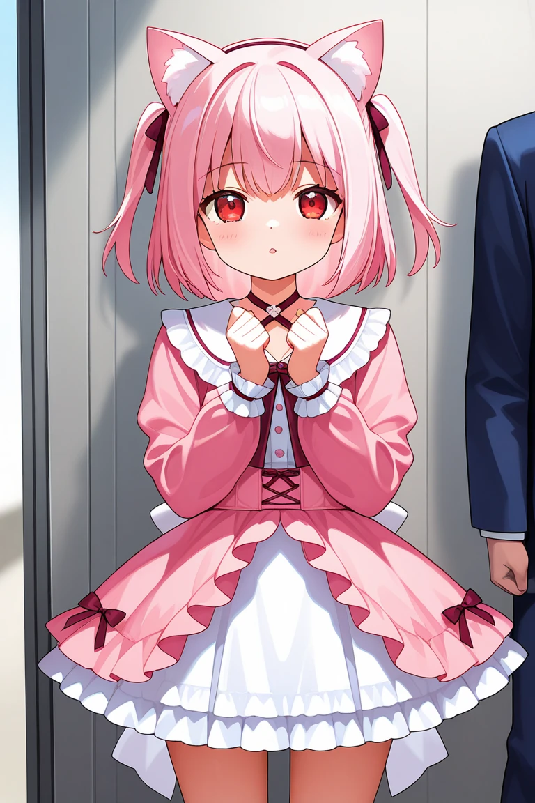 8 years old、Pink dress、Striped underwear、Skirt Lift、Men are surrounding a girl while holding their dicks、Teasing Smile、ejaculation、ちんこから、In the city、Bukkake for girls、Thick thighs、low length、、Males are huddled