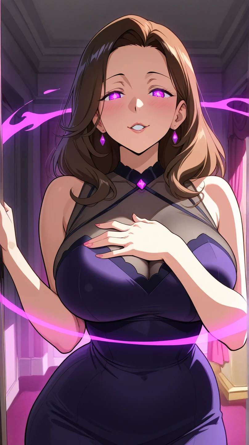 (highest quality:1.2,evil lady,cg, Very detailed, High Detail, digital coloring, High Contrast, masterpiece:1.2,suits, highest quality, Best aesthetics), 8k,masterpiece, cute,tall,beautiful,best quality, 1lady,brown hair,long hair,wavy hair,empty eyes, (finely detailed glowing eyes and detailed face),,,,extremely detailed cg unity 8k wallpaper,solo,(latex military costume:0.9),large breasts,seductive smile,,latex thighhigh,large breasts,black hair,pink eyes,no jacket,formal shirts,thighhigh,,enamel suits,grossy lips,sitting,tight skirt,sadistic smile,,heel,shiny skin,tight skirt,detailed face,beautiful body,,adult,,show me breasts,sadistic,seductive smile,business suits,latex,no tie,bust shot,((Blowjob Gestures:1.5)),open mouth,necklace,office room,from below