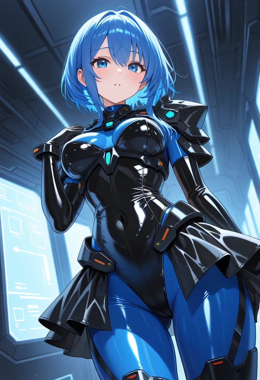 Adult woman, Short blue hair, Cyan eyes, Autobot's pink armor, arch, Masterpiece, hiquality