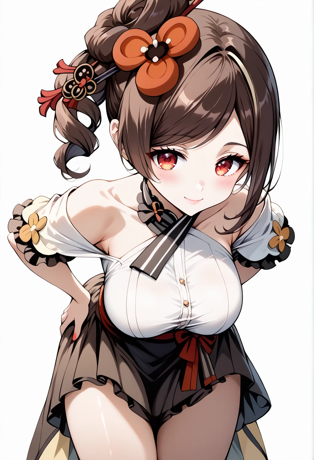 master part, best quality, uma extremamente delicada e bonita,um extremamente delicado e bonito, Teatro Obra-Prima Mundial, ultra-detalhado, altamente detalhado, best quality, brown hair, olhos castanhos, Peitos grandes, seios grandes, olhos castanhos, pink bow, Altas, extremamente detalhado,1girl, best quality, illustration, Olhando para o Viewer, massa, lona, oil painting, Realistic, realista ,real,