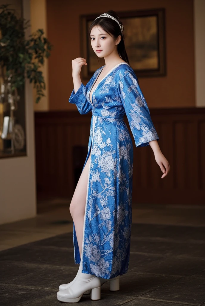 ((masterpiece(:1.4),Highest quality,Ultra-high resolution,Highest quality,8k,Extremely detailed,In detail))。night,Japanese,A beautiful woman,slim,Large Breasts(1.6),sexy,glamorous,Flashy gal makeup,Red light district,Bedroom,Oiran,Prostitute,Hair tying,hairpin,hair ornaments,Gorgeous and luxurious,Accentuate your breasts,Pull the dress down to the waist,