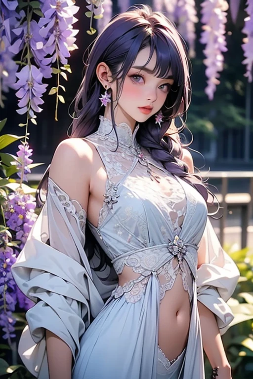 loose outfit、Show shoulders、See-through dresses in pastel colors、How to wear a pastel gown、Decorated with intricate patterns and bright colors、Transparent material that makes the skin shine、Artistic depiction of seductive woman in gown with wet thin cloth and transparent skin, Floral and fantastic pattern with flowing silky traditional see-through skin。Her dress draped elegantly around her curvaceous figure、Emphasizes her charming silhouette。She's a gentle fireworks night、Dynamic Posing、Sexy Posing、bathed in the soft glow of moonlight。The scene is、With a hint of mystery and sensuality、It exudes an ethereal dreamy atmosphere。The image style is、Incorporates a blend of watercolor and digital illustration techniques.、It makes you feel delicate beauty and charm。Soft moonlit lighting、Cast gentle highlights and shadows on her mesmerizing features。Dynamic Posing、Bold poses、The hand is somewhere、see -through、show through、A sexy、Wet hair、Wet、（cherry trees、flower petals、cherryblossom、The cherry tree、Sakura Snowstorm 1.5）、buried、Transparent skin、Wet clothes、（Chest 1.2）、Navel Ejection、Swaying in the wind、Burgundy、pale red、（Slouch 1.5）、Lace colors、lace choker、a choker、Lie on your back on the surface of the water、