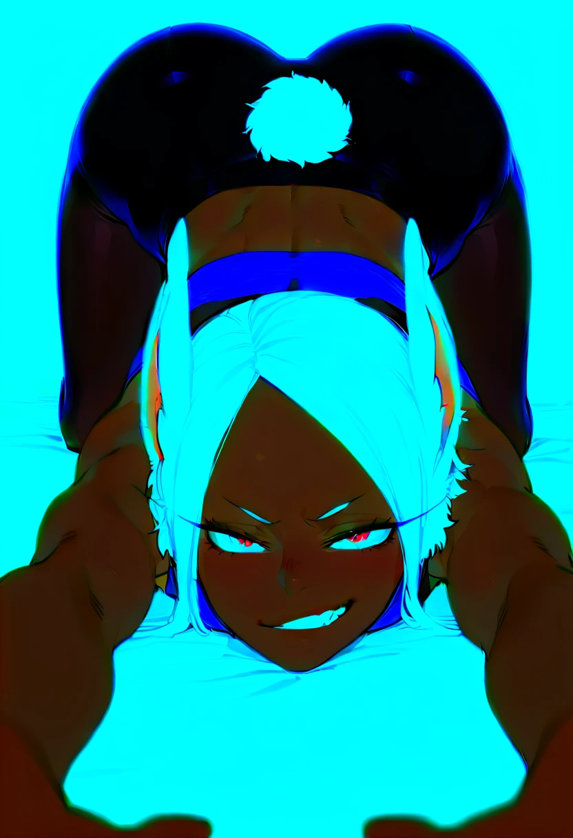 Prompt: ,score_9, score_8_up, score_7_up, score_6_up, score_5_up, score_4_up, BREAK 1girl, qiyana, white hair, crown, tiara, dark skinned female , rating_explicit, pov, looking at viewer, blush, biting lip, , breasts, perky breasts, , , missionary sex, 1boy, pov arms, faceless male, male face out of frame,vaginal sex,pussy , pov choking girl, nude, bare arms